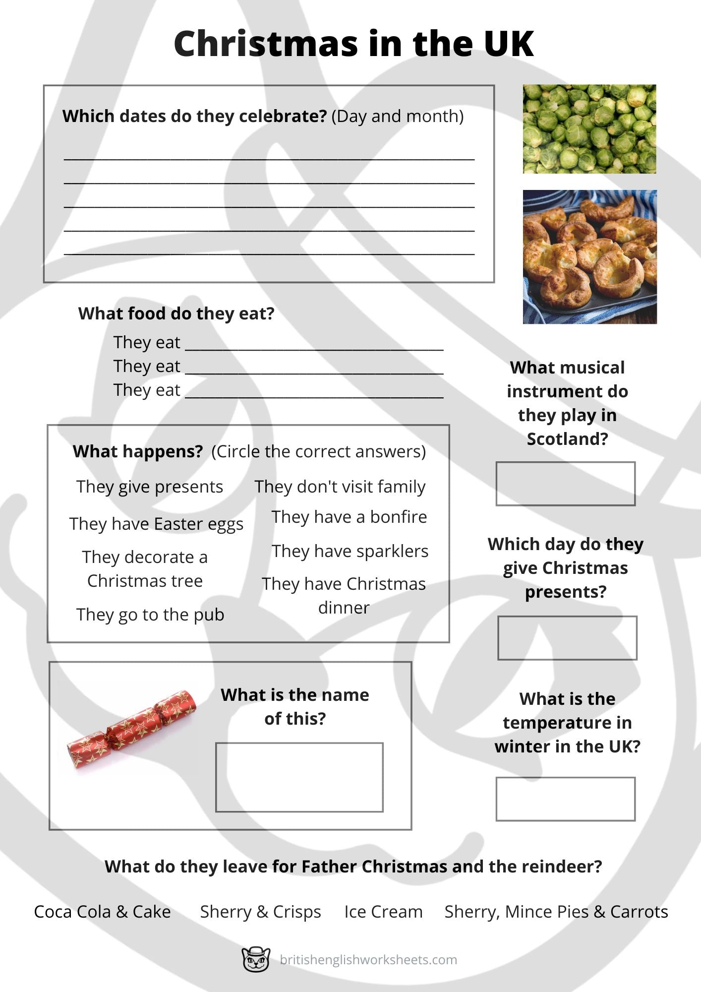 Christmas Quiz Worksheet (2 Pages)